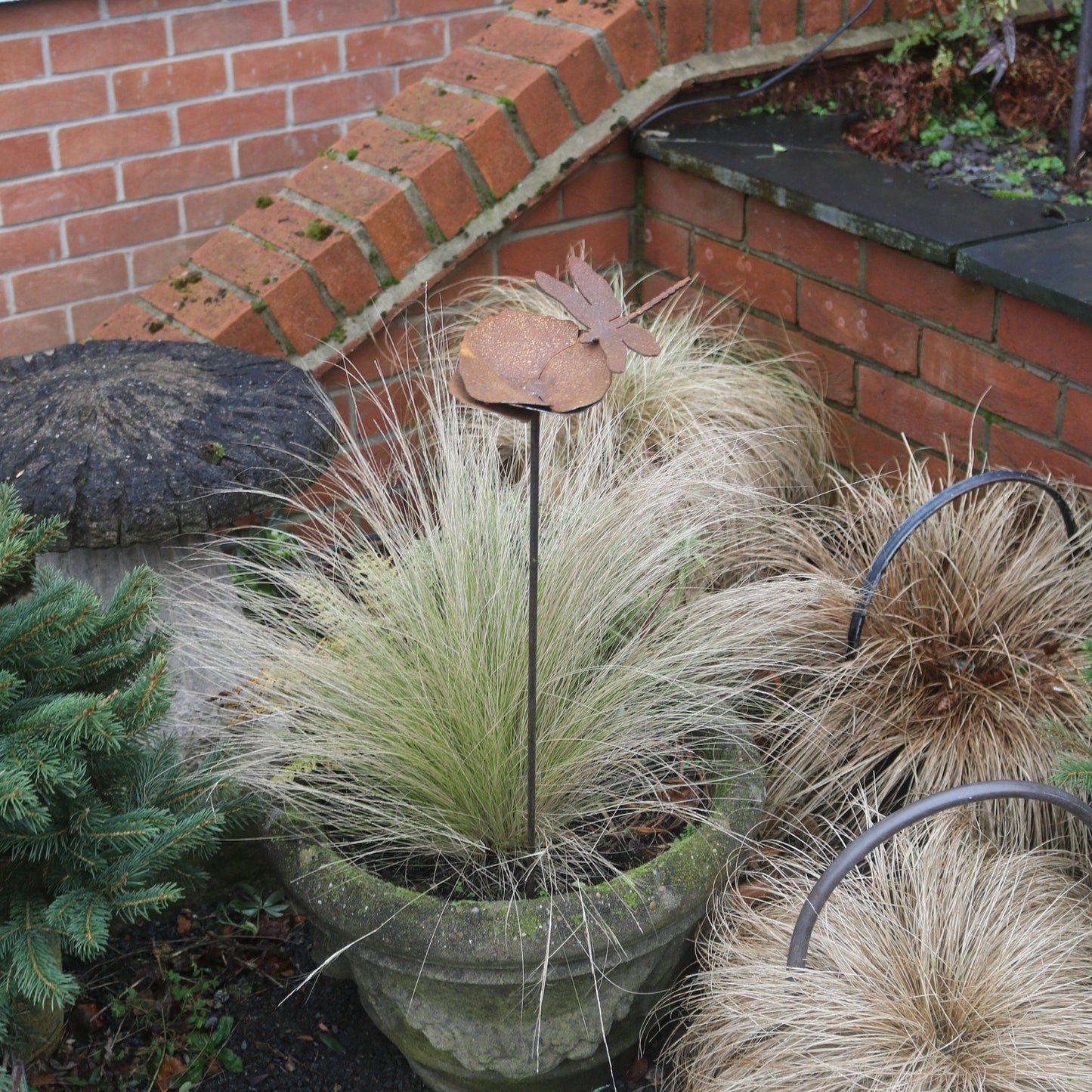Handmade Dragonfly And Poppy Spike