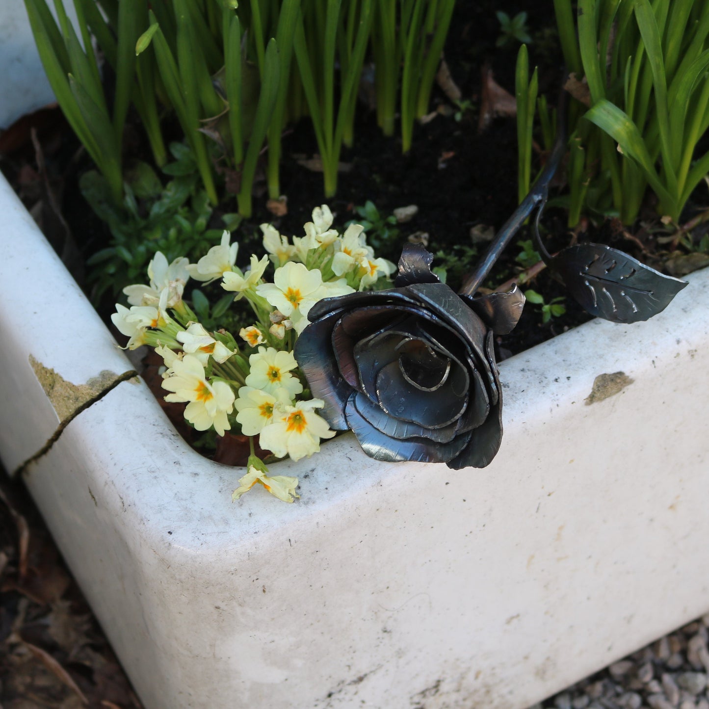 Handmade Raw Steel Rose