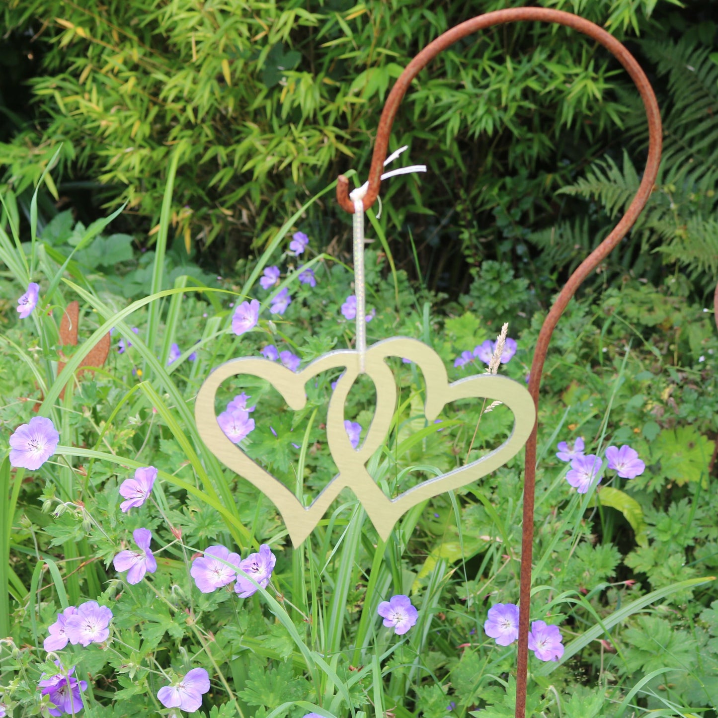 Hanging Gold Entwined Hearts