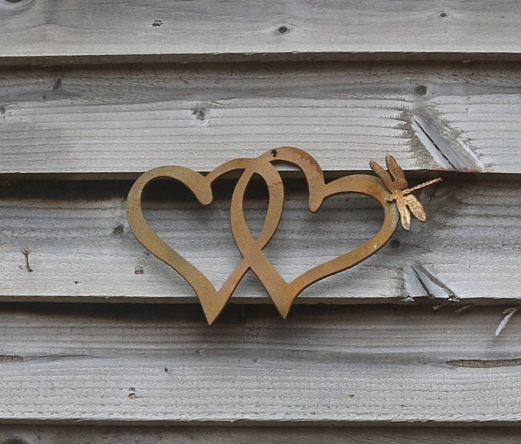Hanging Entwined Hearts With Dragonfly