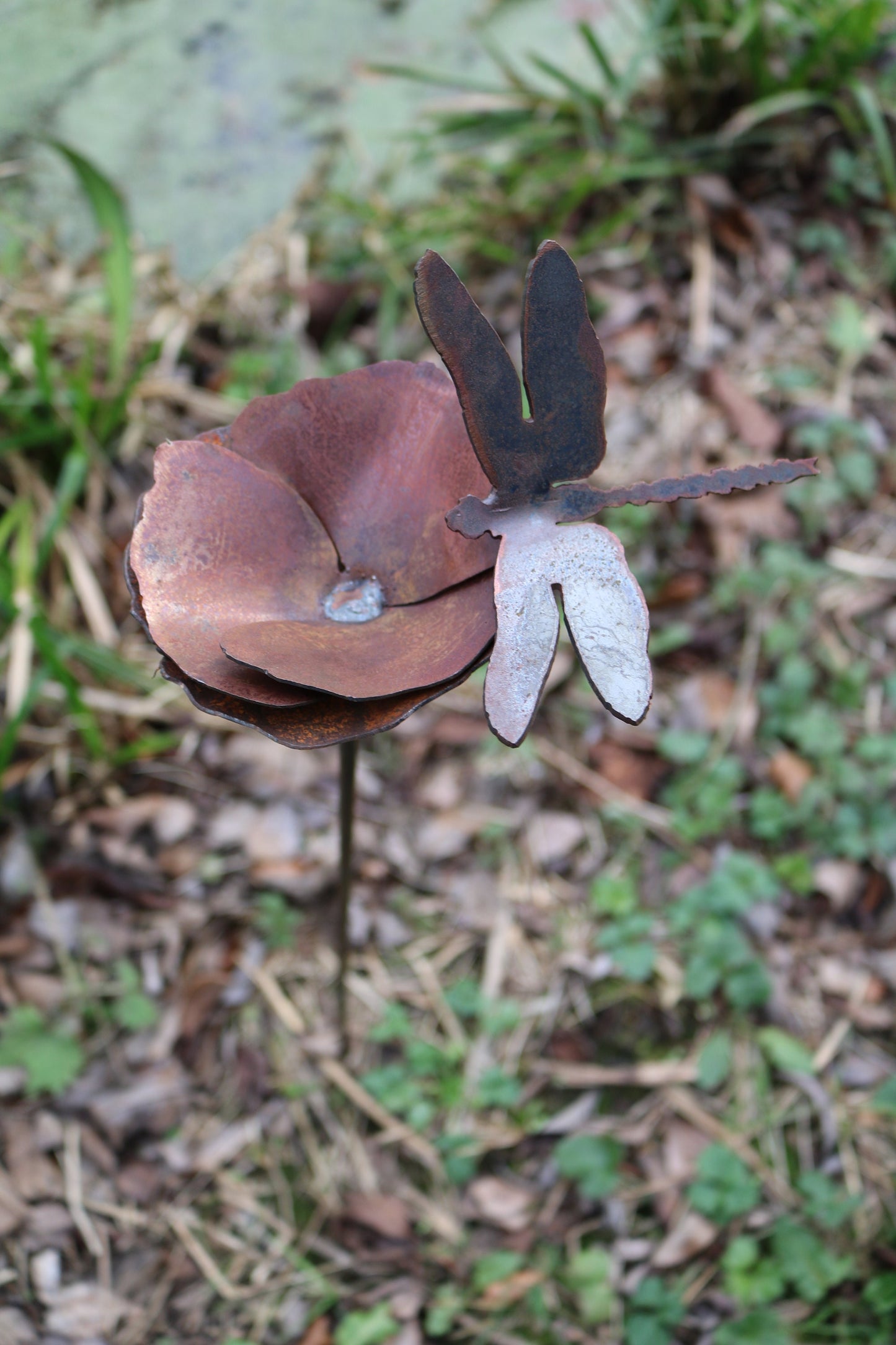 Handmade Dragonfly And Poppy Spike