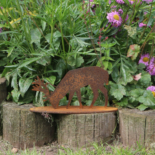 Grazing Stag Statue
