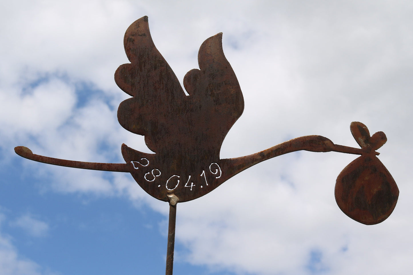 Personalised Stork Bird Delivering Gift On Spike