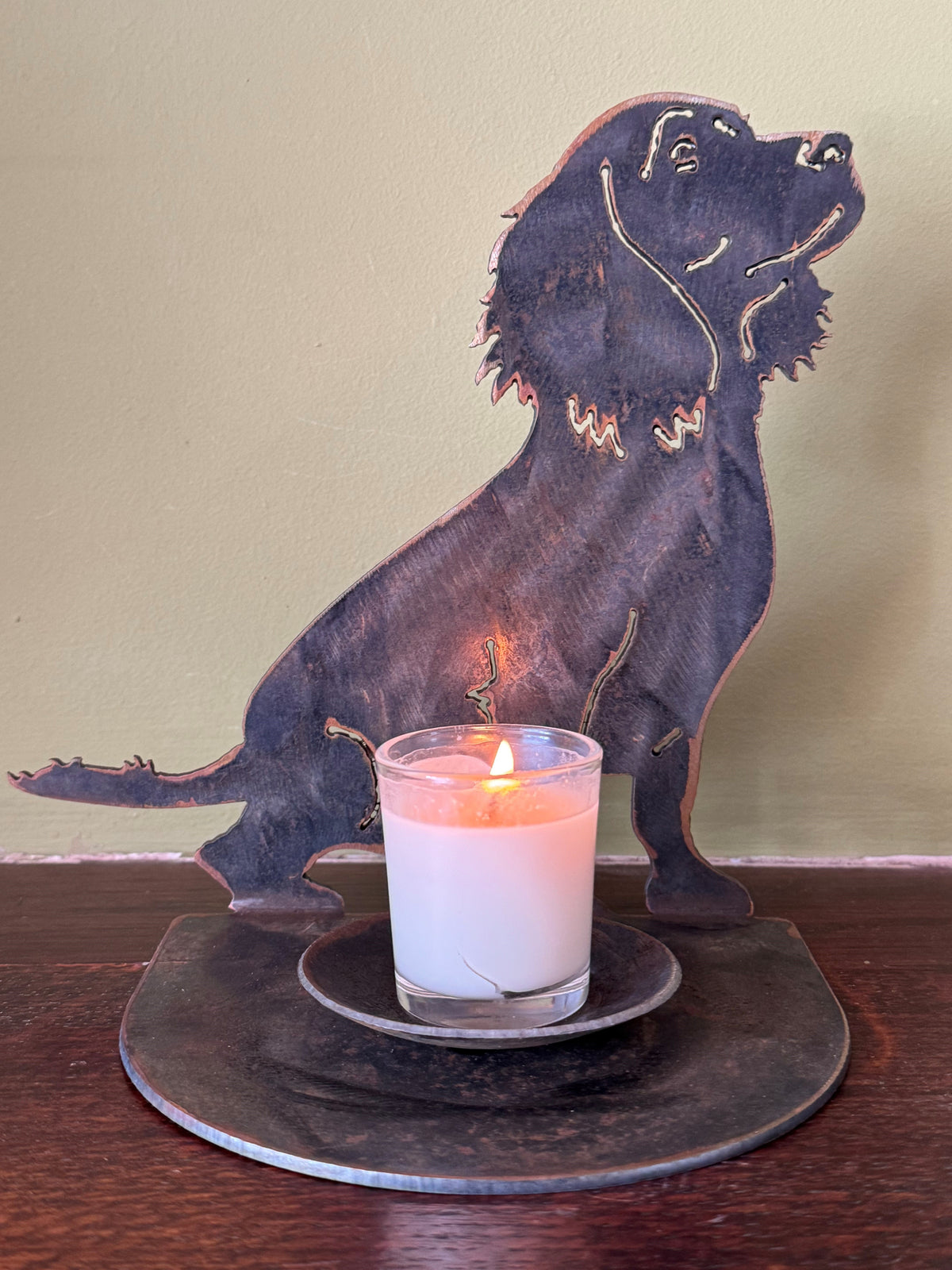 Candle Holder working cocker spaniel