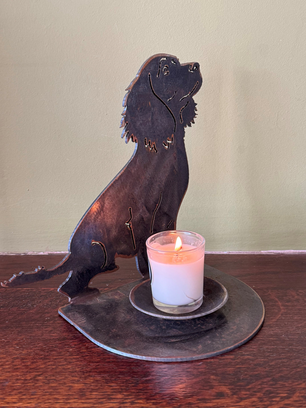 Candle Holder working cocker spaniel
