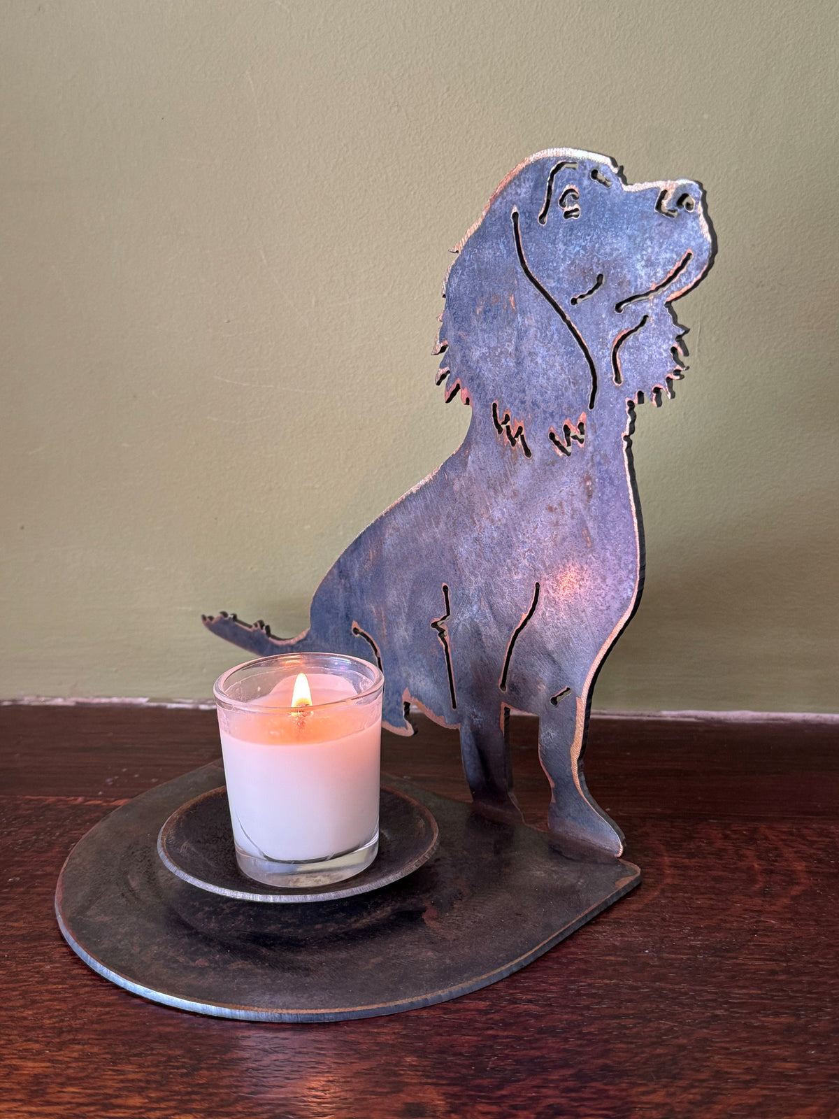 Candle Holder working cocker spaniel