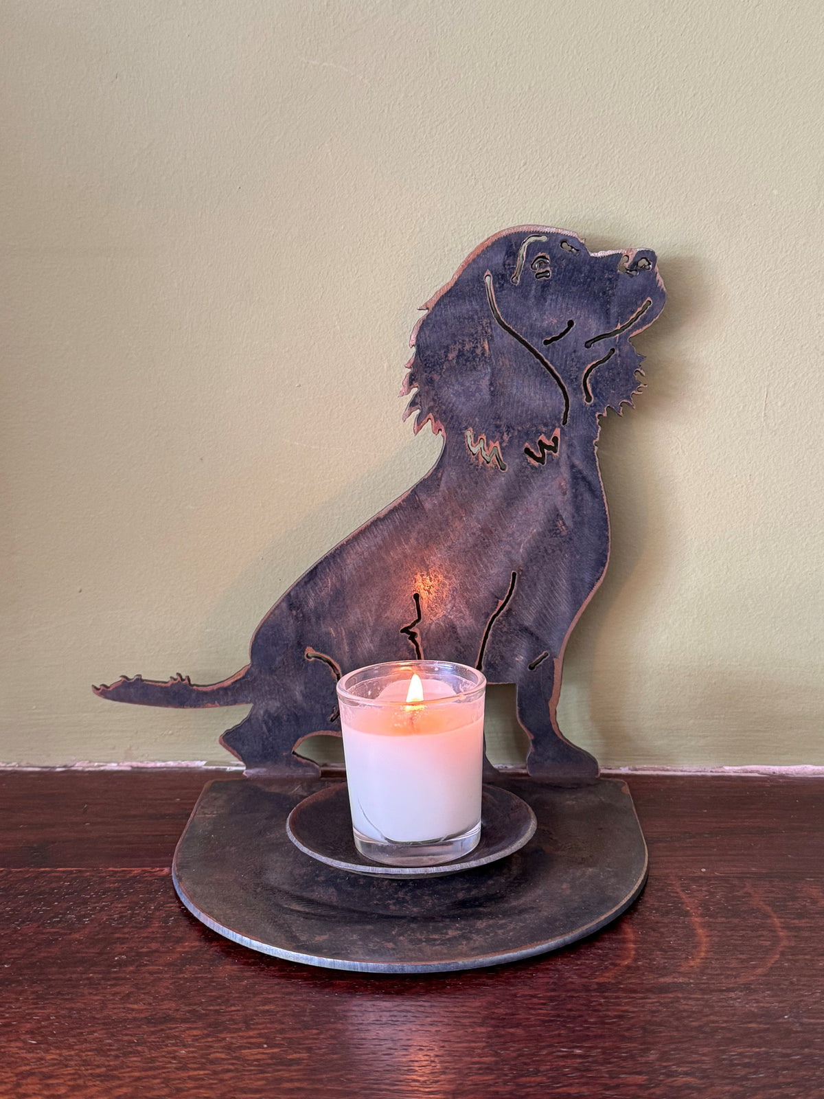 Candle Holder working cocker spaniel