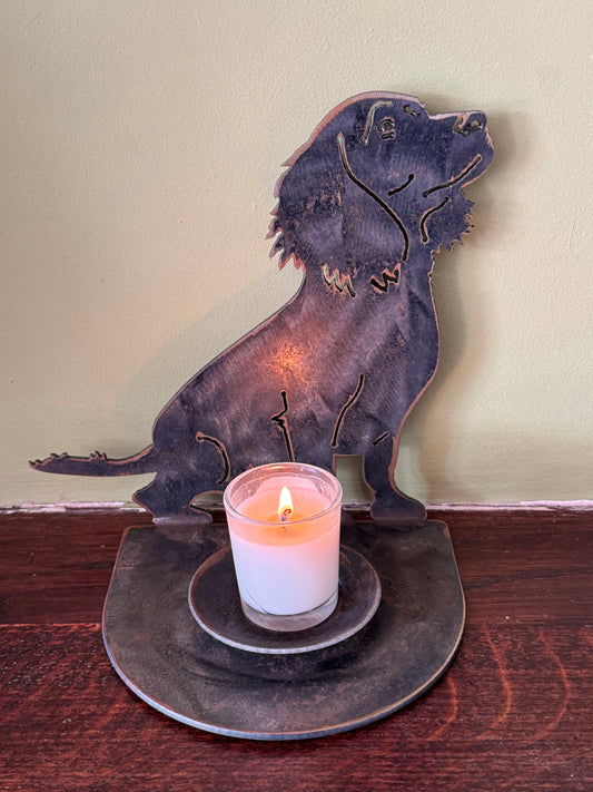 Candle Holder working cocker spaniel