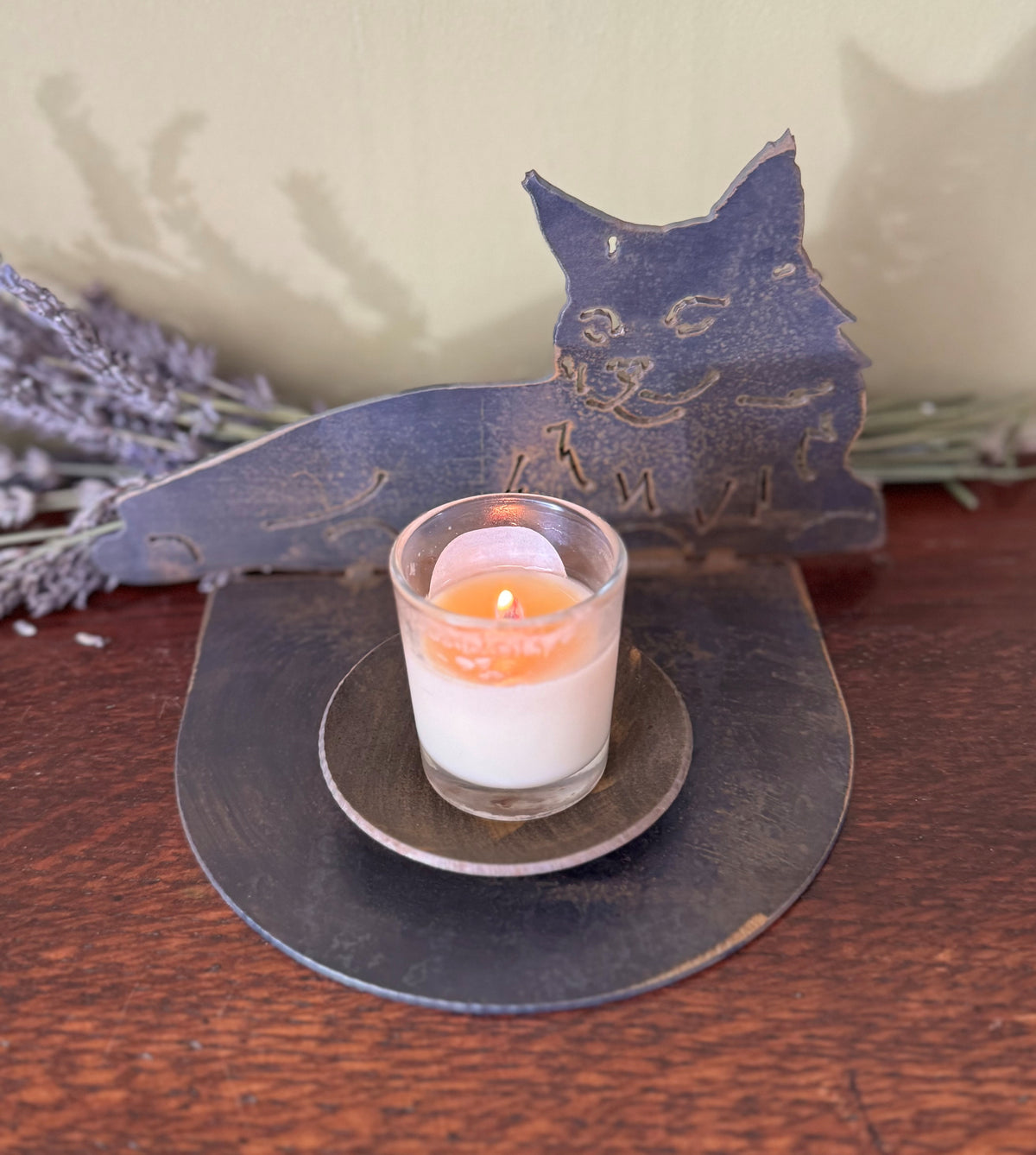 Maine Coone Cat Candle Holder