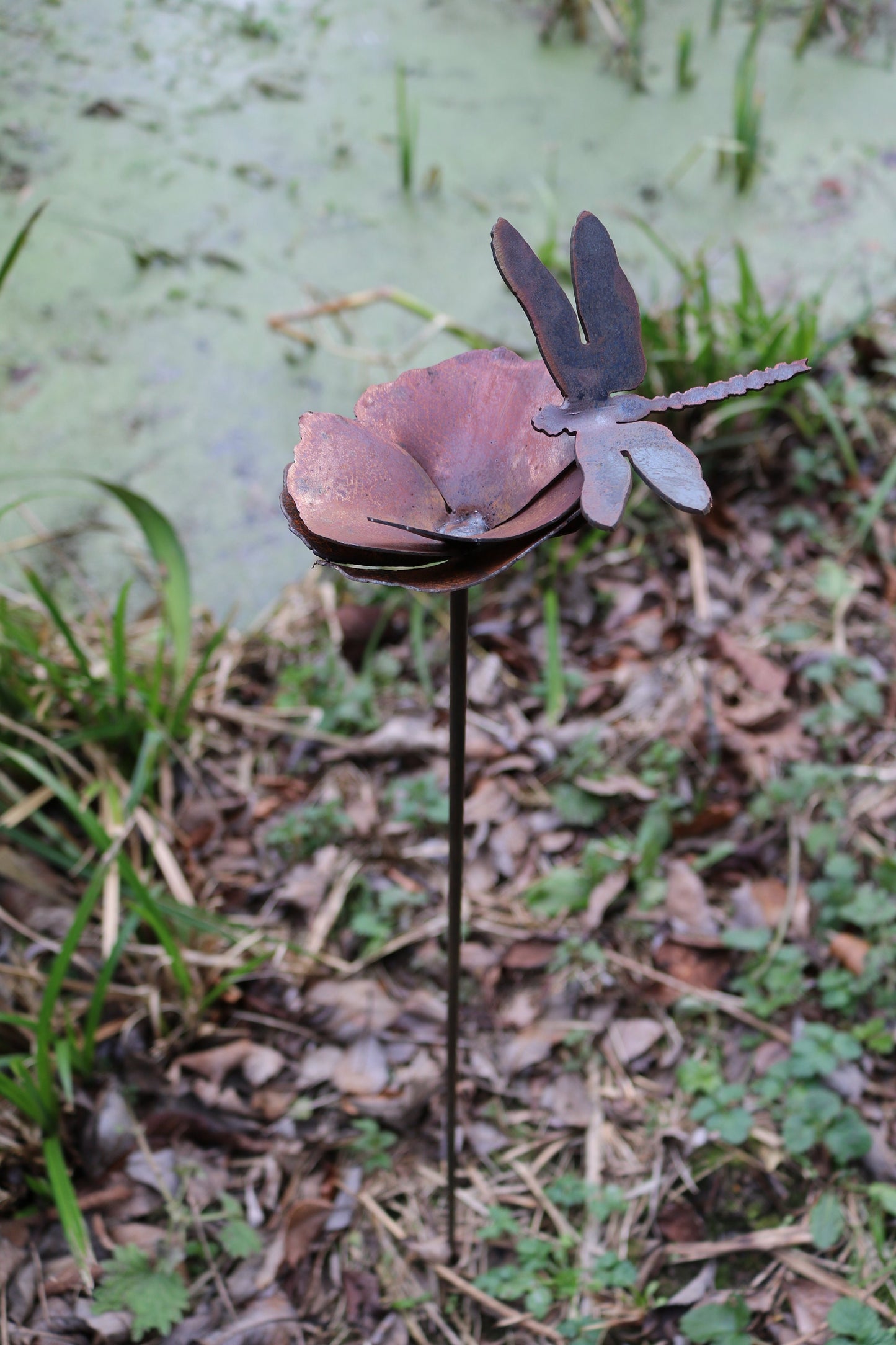 Handmade Dragonfly And Poppy Spike