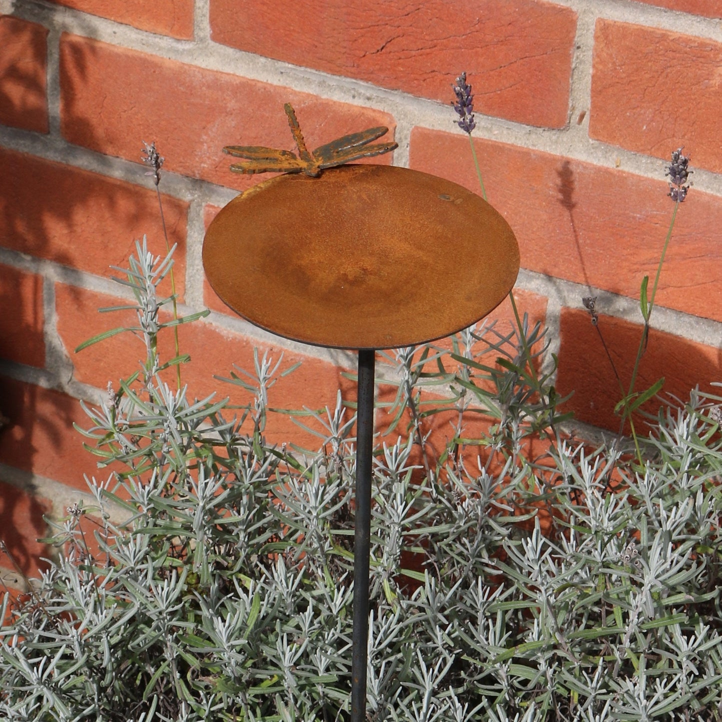 Corten Rain Catcher With Dragonfly On Spike