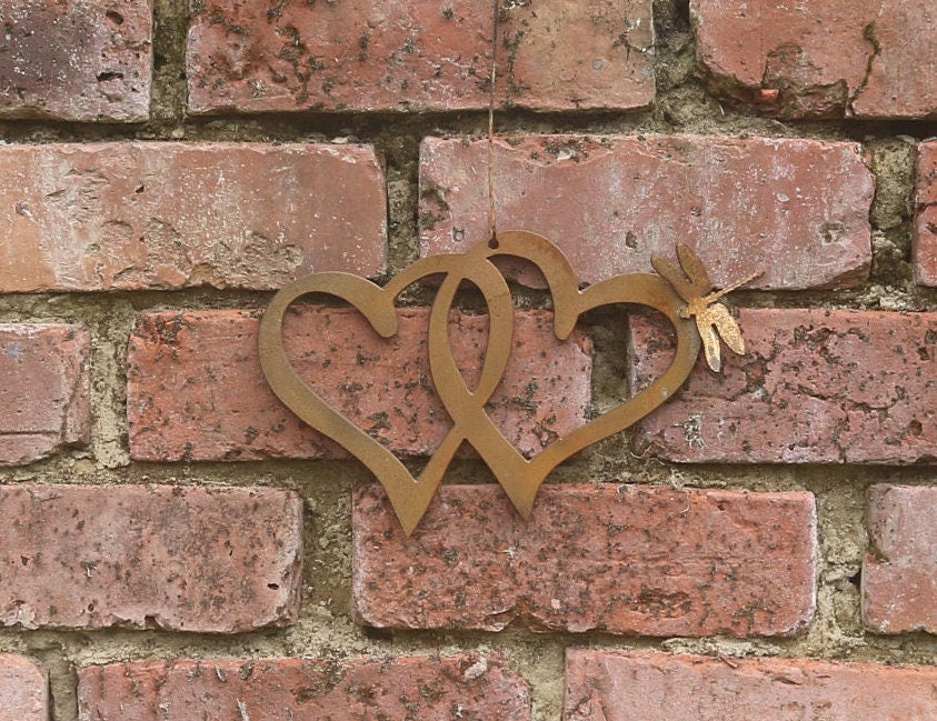 Hanging Entwined Hearts With Dragonfly