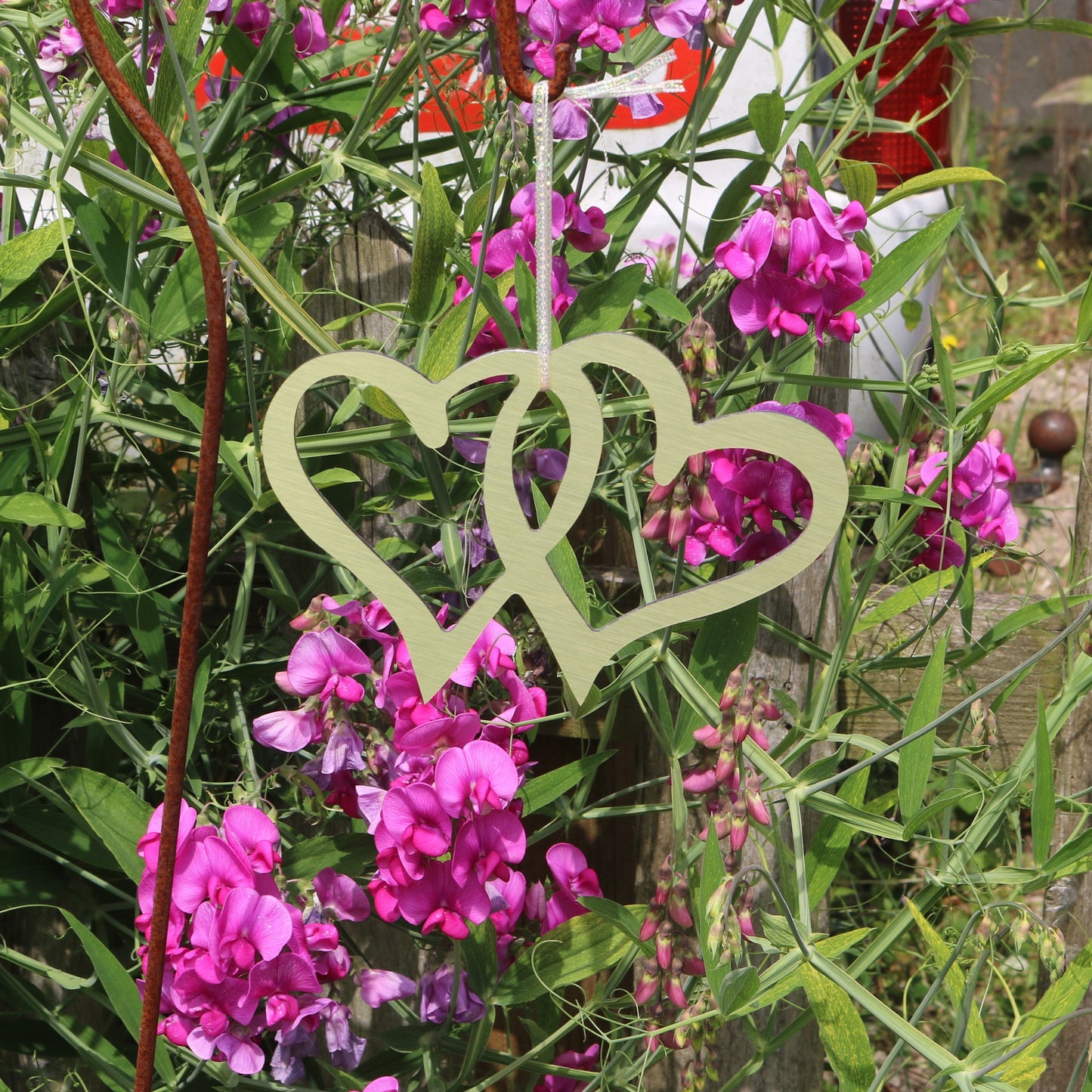 Hanging Gold Entwined Hearts