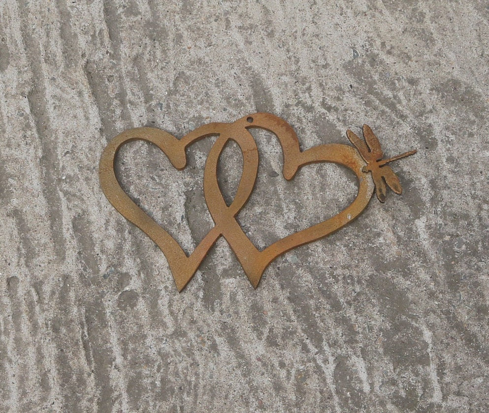 Hanging Entwined Hearts With Dragonfly