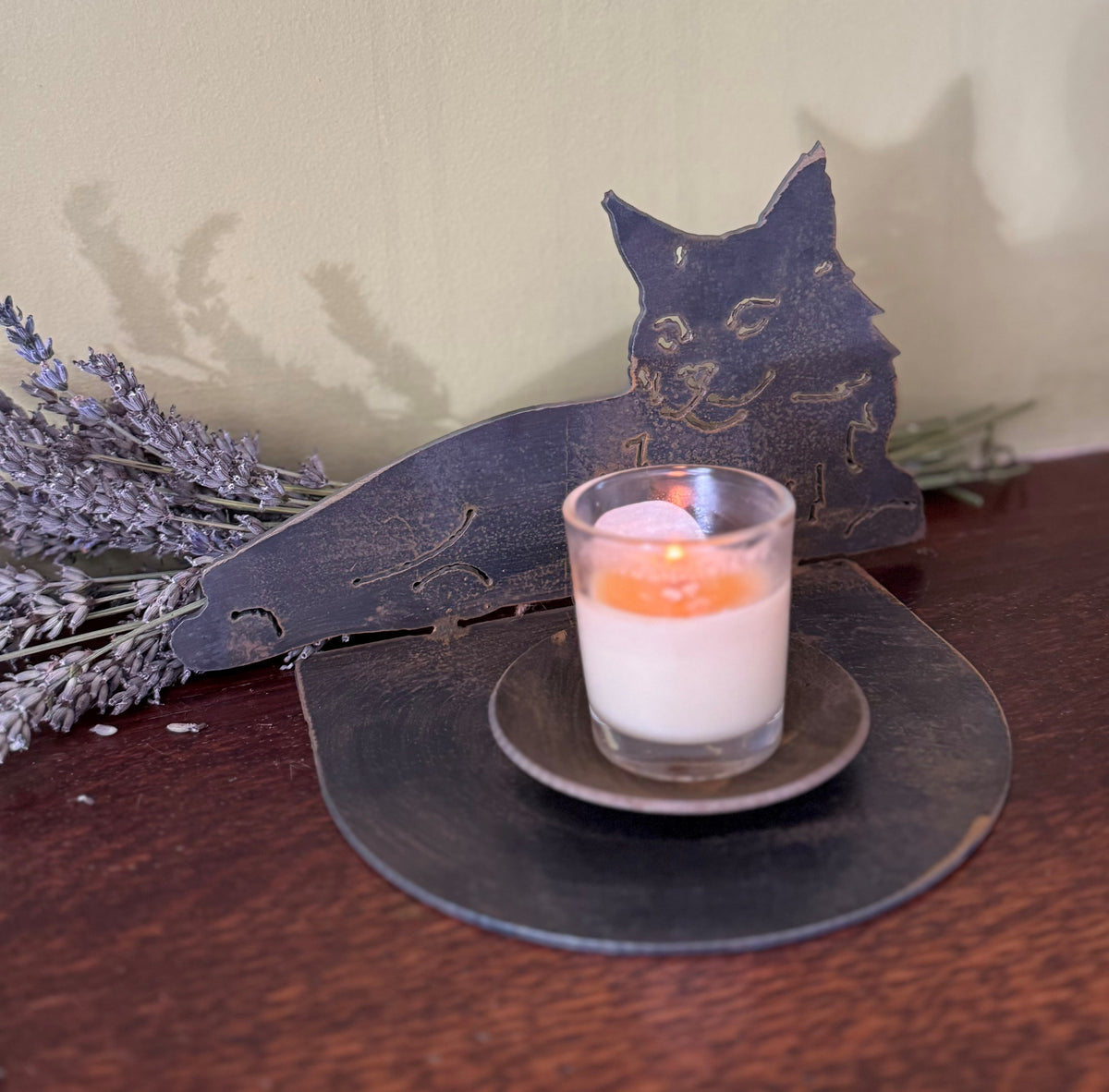 Maine Coone Cat Candle Holder
