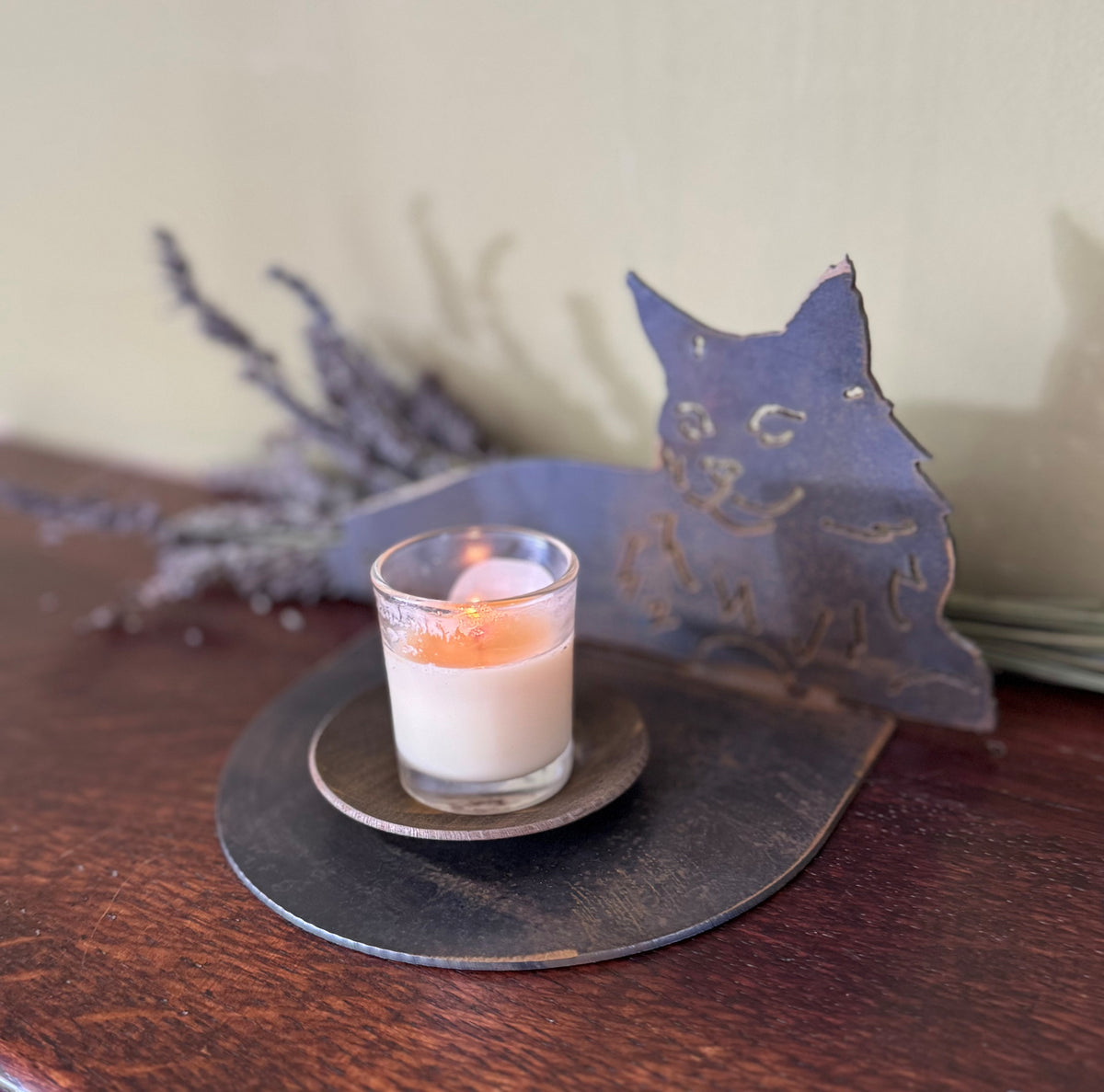 Maine Coone Cat Candle Holder