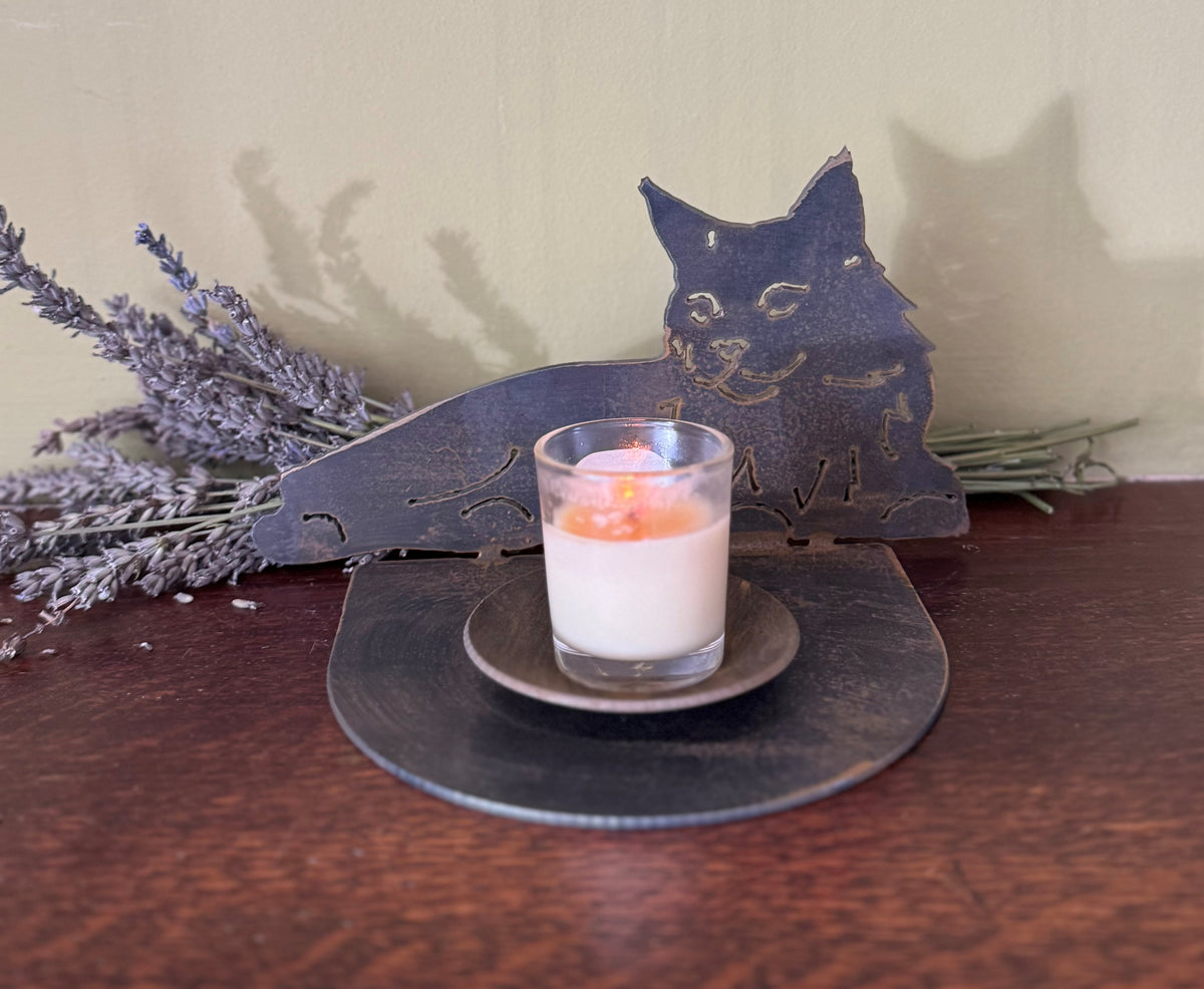 Maine Coone Cat Candle Holder